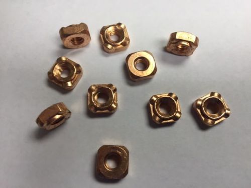 1/4-20 square weld nut 4 projection short pilot copper flash 500 count