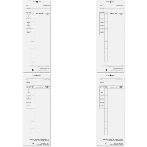 Pyramid 44100-10 Time Cards for 4000/5000 Auto Totaling Time Clock 100Pk 4 Packs