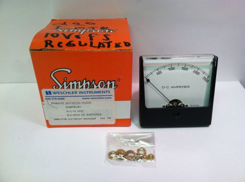 Simpson / Weschler SI/1327/0-10VDC Panel Meter 0 to 2500 DC Amperes New Surplus