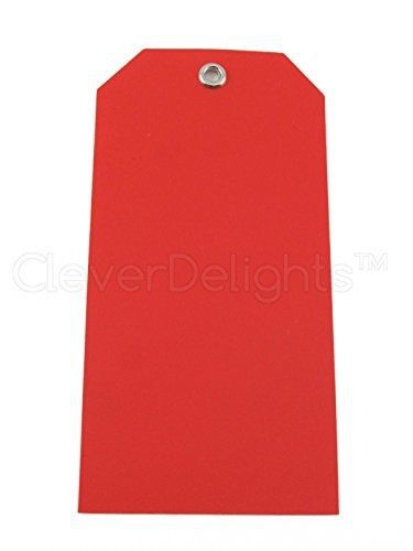 Cleverdelights 50 pack - red plastic tags - 4.75&#034; x 2.375&#034; - tear-proof and for sale