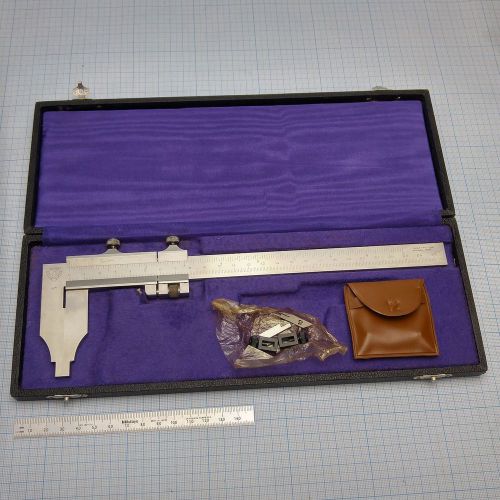 RARE Proch Rolle Suisse Vernier Caliper 200mm/8&#034; + Jaw Scribe Attachment