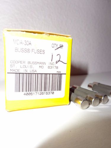 12 Buss Fuses MDA-30A Time Delay Ceramic Tube Fuse NEW MDA 30A 1/4&#034; x 1 1/4&#034;