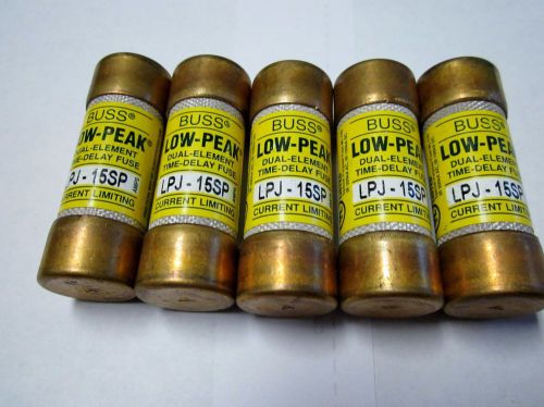 LOT OF 5 COOPER BUSSMANN BUSS LOW-PEAK LPJ-15SP FUSE NEW NO BOX