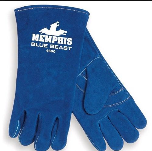 New mcr safety 4600 blue beast split cow leather deluxe welder welding gloves xl for sale