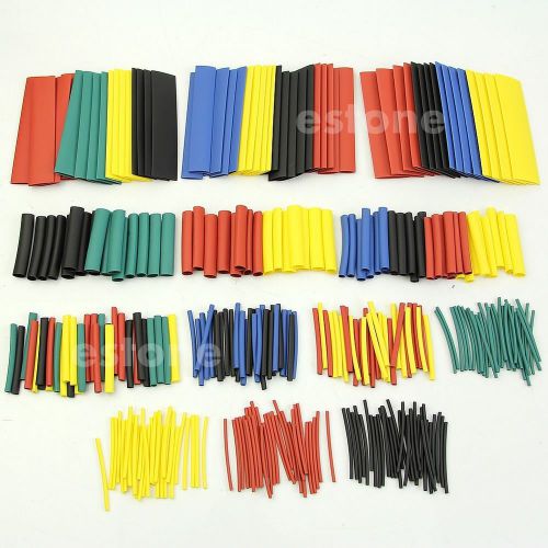 328 Pcs 8 Sizes Assorted Heat Shrink Tube Tubing Wrap Sleeve 5 Colors New