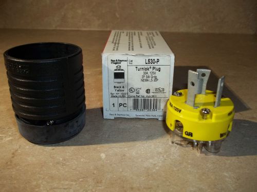 PASS &amp; SEYMOUR L530-P Turnloc Plug 30A 125V 2P 3W Grdg. NEMA L5-30P BL &amp; YLW NEW