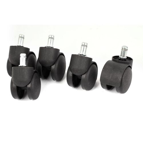 12mm Grip Ring Stem 50mm Dia Dual Wheel Rotatable Chair Caster Black 5pcs