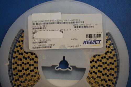 T520D337M006ATE025 Kemet Reel of 500 pcs