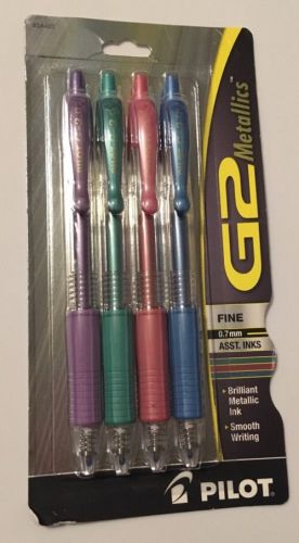 Pilot G2 Metallics Gel Roller Pens, Fine Point, Assorted Color Inks, 4-Pack NEW!