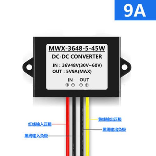 Waterproof DC-DC Converter 36V/48V Step Down to 5V Power Supply Module 9A 45W