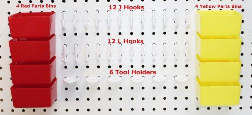 Plastic 34 pc peg hook kit &amp; bin assortment pegboard not included for sale