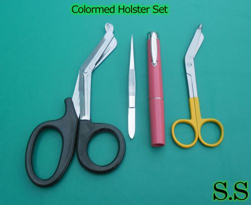 Colormed HolsterSet Black EMT Diagnostic Red Pen +Yellow Lister Bandage Scissor