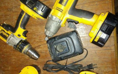 DeWalt DW059 1/2&#034;  Impact plus 18v hammer drill 4 batteries, charger,  case