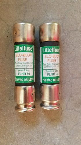 Lot of 2 new littelfuse flnr50 flnr-50 50amp 250v rk5 slo-blo fuses for sale