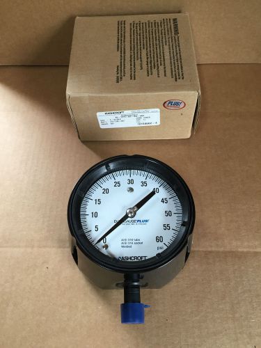 Ashcroft duragauge plus 45-1279-ss-04l-60# pressure gauge, 4 1/2 inch, 60 psi for sale