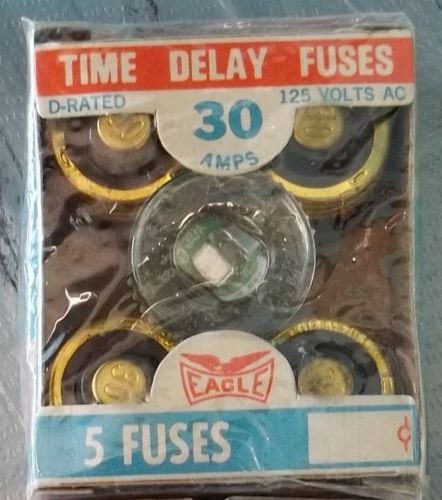 LOT of 5 EAGLE 30 AMPS 125V TIME DELAY PLUG GLASS FUSES, #670 D-Rated