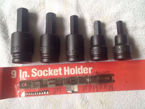 Proto J07595 Set, 5 piece 3/4&#034; Drive Impact Hexbits With Rack