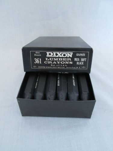 NOS Vintage Box of 12 Black Dixon Lumber Crayons #361 Graphite Marks Any Surface