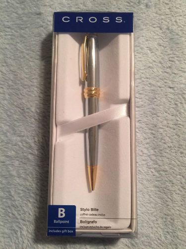 CROSS AT0452S6 BAILEY EXECUTIVE STYLED BALLPOINT PEN, GEL INK, CHROME/GOLD NIB