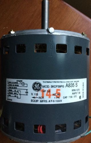 GE 5KCP39PG, A835 S, 1 hp, 1075 RPM,115V, 7.30 Amps, P-8-10223