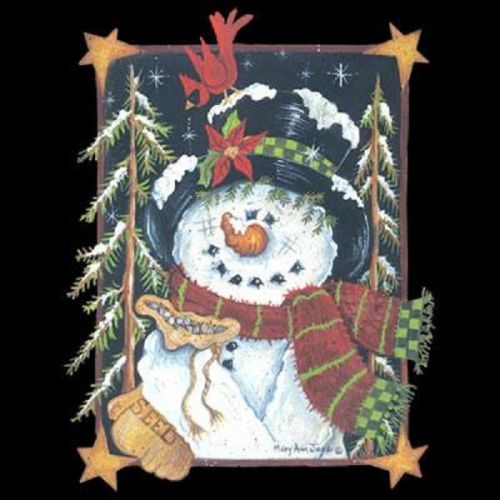 Seed Snowman Xmas HEAT PRESS TRANSFER for T Shirt Tote Sweatshirt Fabric 119f