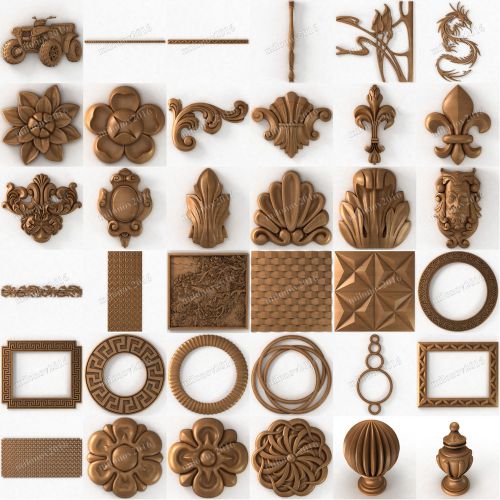 3d stl Model relief for CNC Router Artcam 36 pcs Pack