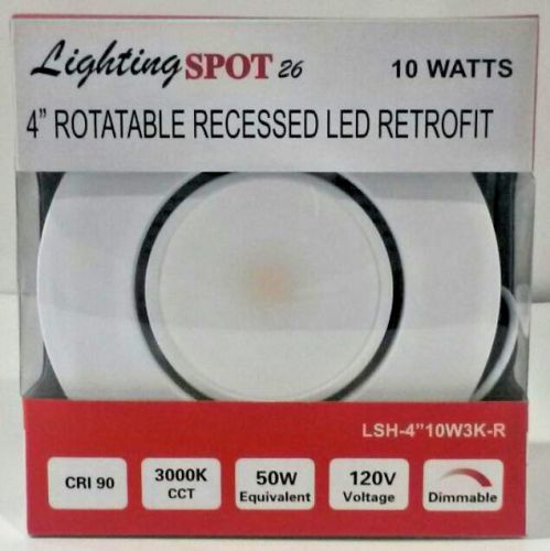 Lighting Spot26 - 4&#034; Rotatable Recessed LED Retrofit - 10 Watts Dimmable