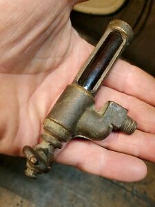 Antique Oiler Sight Glass Cast Brass Hit Miss Gas Steam Engine - Unusual Form