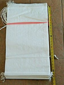 Sandbag (25) White Empty Sand bag For Sale 14x26 Bag Poly Attached Ties to Close