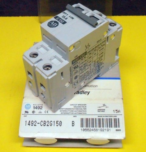 New in box! ab allen-bradley 1492-cb2g150, 2 pole, 480 vac, 15 amp, ser. b. for sale