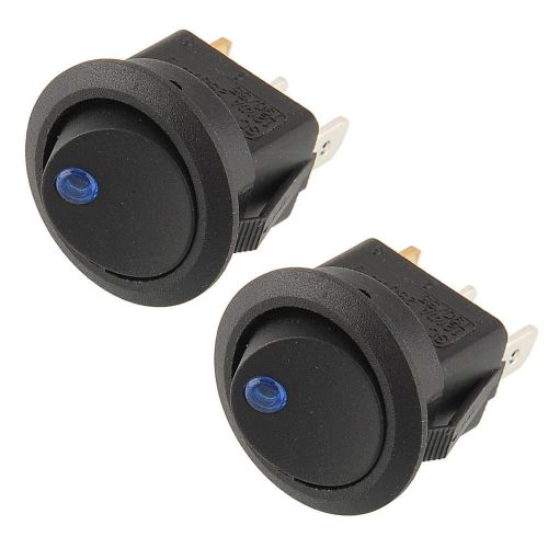 2pcs Blue LED Lighted Dot Round Rocker Switch 3Pin 19mm Toggle Car Boat Vehicle