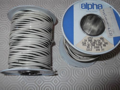 1557X100 FT WHITE/BLACK 16 AWG 26/30 STRANDED NEW ALPHA