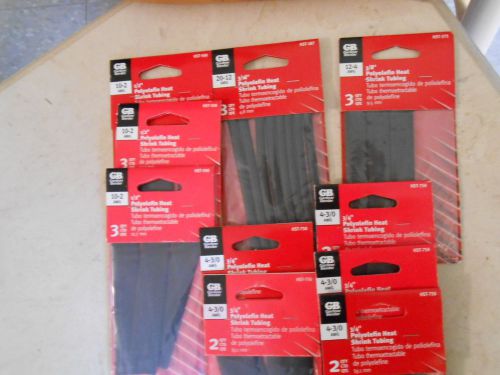 10 packs heat shrink tubing 3/8 12-4, 3/4 4-3/0, 3/16 22-18, 1/2 10-2 gardner be for sale