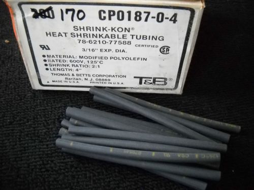 THOMAS &amp; BETTS SHRINK-KON CP0187-0-4 HEAT SHRINK TUBING 3/16&#034; DIA. BOX OF 170