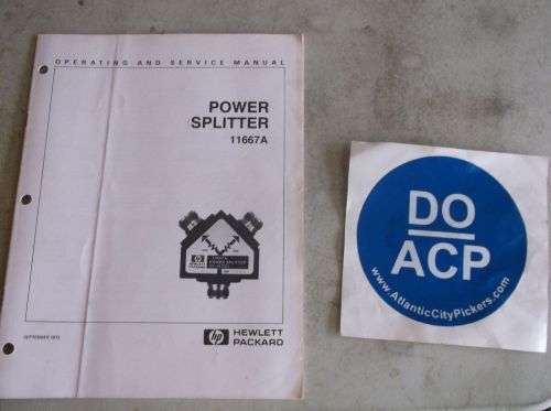 HEWLETT PACKARD 11667A POWER SPLITTER OPERATING AND SERVICE MANUAL