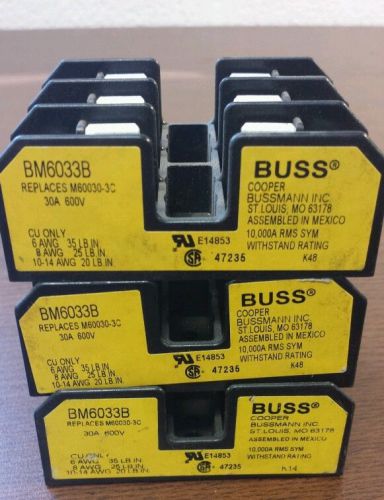 BUSS BM6033B FUSE HOLDERS LOT OF 3