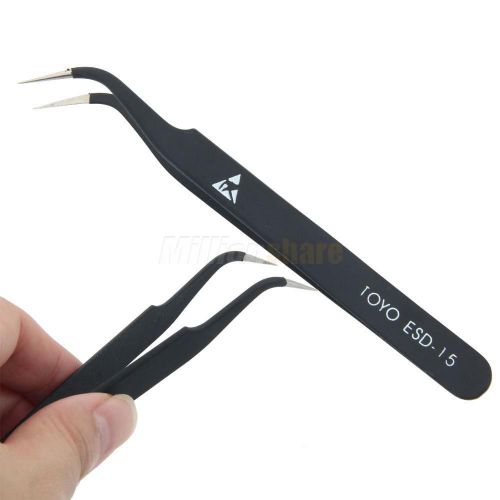 Toyo esd-15 safe anti-static stainless steel tweezers maintenance repair tools for sale