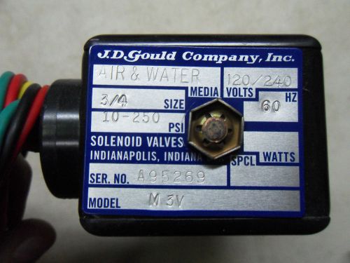 (X5-13) 1 NIB JD GOULD COMPANY M 3V SOLENOID VALVE