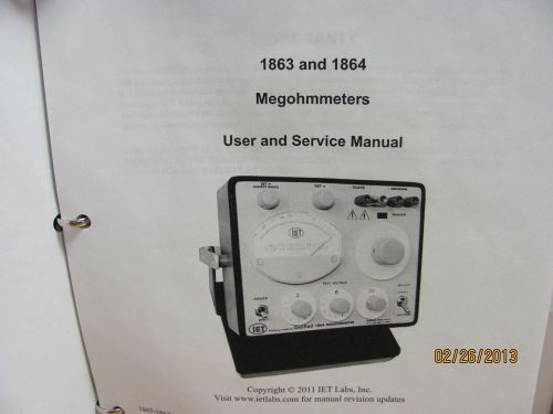 IET LABS MODEL 1863/1864: Megohmmeters, User Manual with Parts List