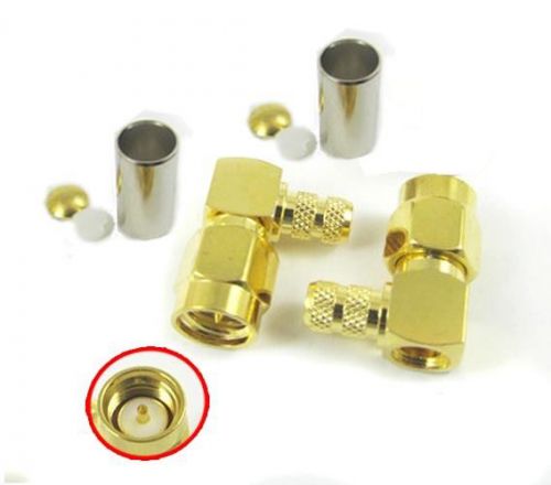 50 sets sma male plug l right angle crimp for rg142 rg400 lmr195 rg58 cables for sale