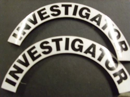 INVESTIGATOR FIRE HELMET/HARD HAT DECALS WHITE CRESCENTS REFLECTIVE