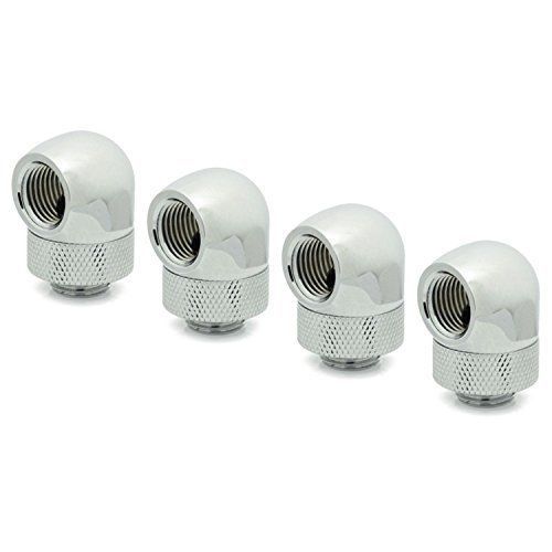 NEW XSPC G1/4&#034; 90° Rotary Fitting, Chrome, 4-pack