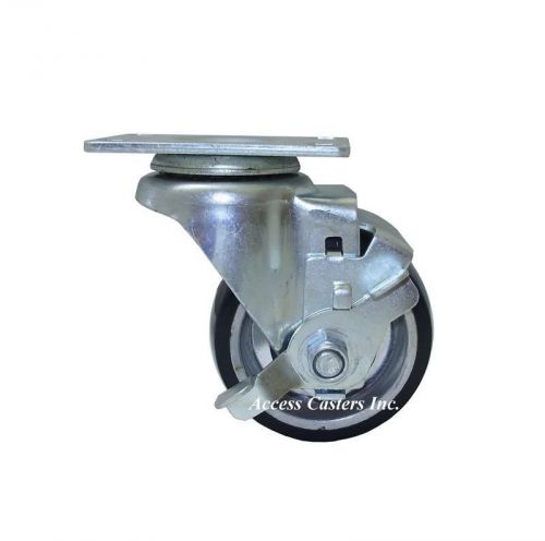 5d21pasb  5&#034; swivel plate caster with brake, polyurethane on aluminum wheel for sale