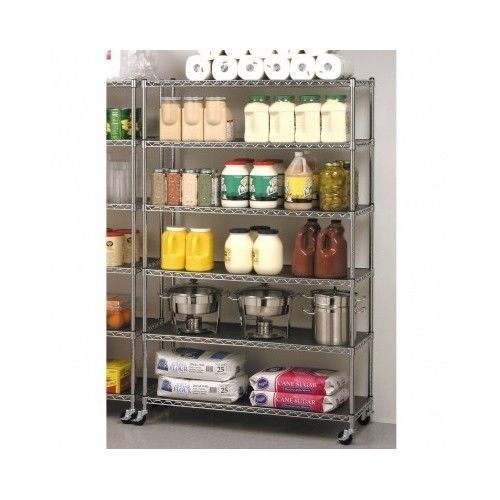 Commercial home metal rolling storage shelf rack shelf 3&#034; wheels heavy  duty for sale