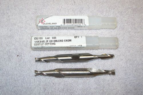 2 un-used in tube  cleveland  1/4&#034;  x 3/8&#034; shank  double end  2 flute end mills for sale