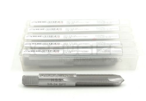 5 pcs 3/8-24nf hss spiral point tap, ansi, ground, 3 flute, h3, #spt-3/8-24x5 for sale