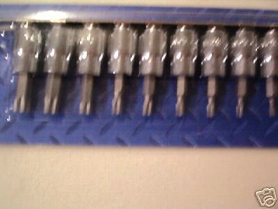 MIT 10pc 3/8&#034; DRIVE SD-10 TO SD-50 STAR BIT SOCKET SET CHROME PLATED &amp; HOLDER