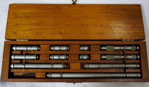 LUFKIN BORE GAUGE END MEASURING RODS / MICROMETERS SET WOODEN BOX