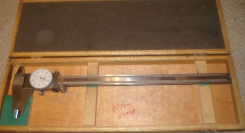 Mitutoyo 12 inch dial caliper no. 505-645-509 w/ fitted wood case for sale