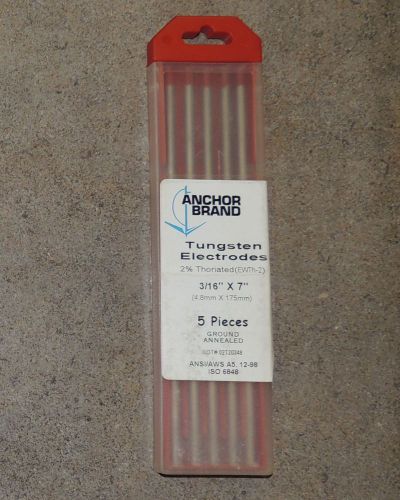 New anchor brand tungsten electrodes 3/16 x 7 (0.1875) 2% thoriated (ewth-2) for sale